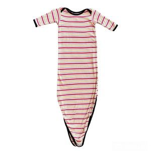 ⭐️Cozys striped ribbed blue, red and yellow baby gown and bow set size 0-3 mo